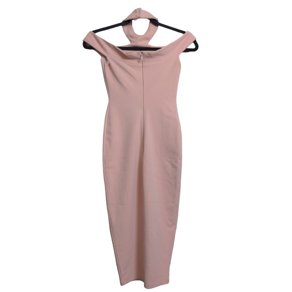Nookie Hollywood Midi Dress Blush Pink Off the Shoulder Cutout Choker XS New - Picture 4 of 12